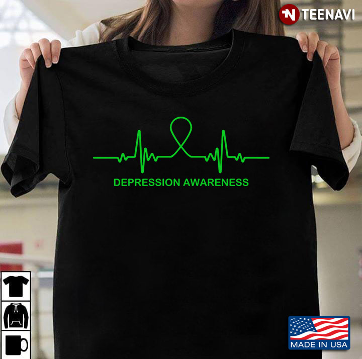 Depression Awareness Green Heartbeat