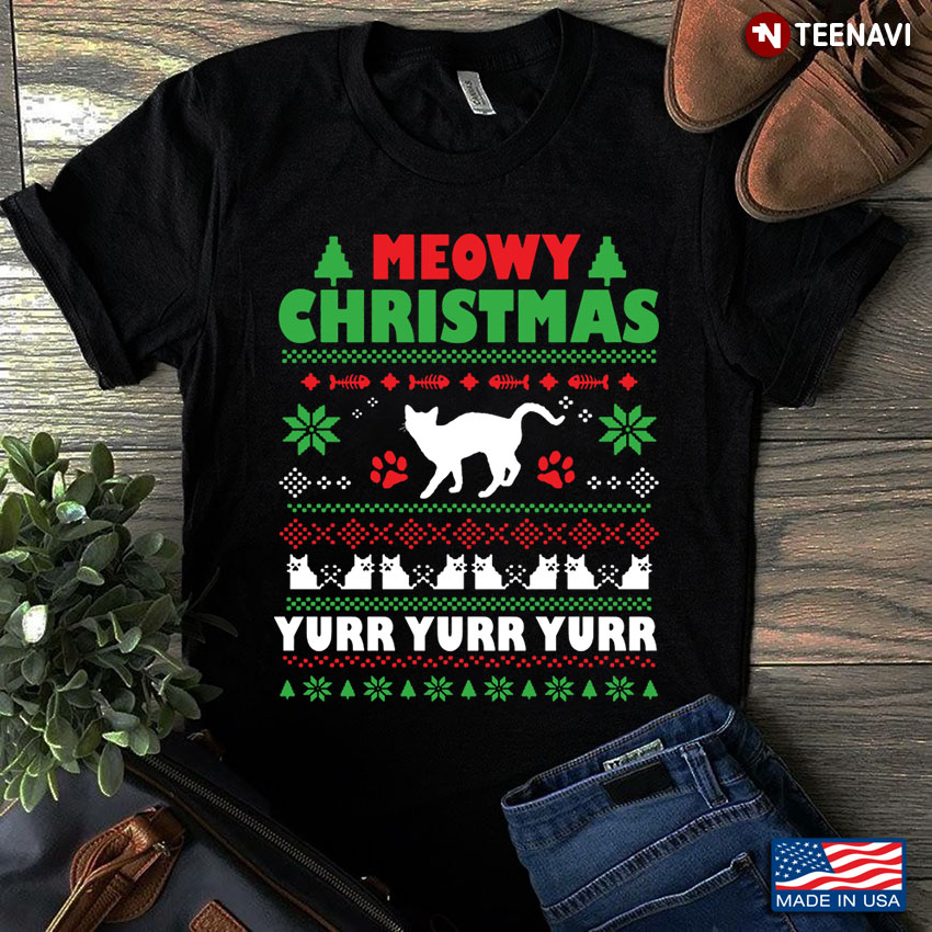Meowy Christmas Yurr Yurr Yurr Ugly Christmas for Cat Lover