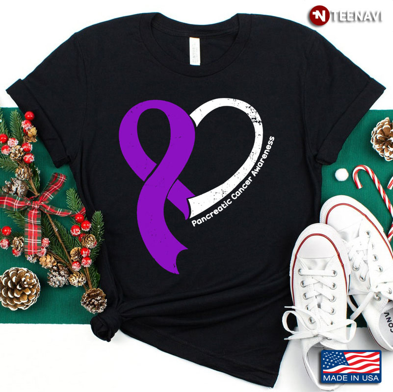 Purple Ribbon Heart Pancreatic Cancer Awareness