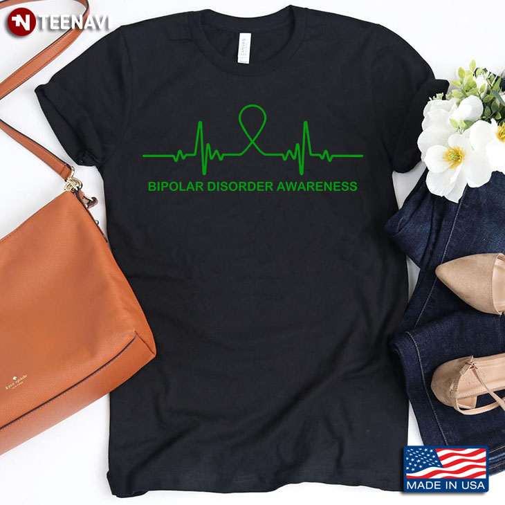 Bipolar Disorder Awareness Green Heartbeat