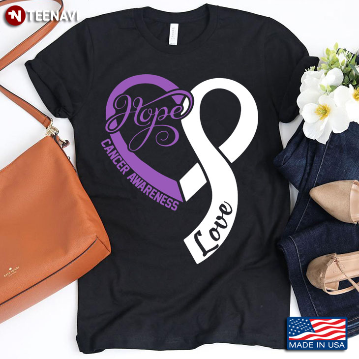 Hope Love Cancer Awareness Ribbon Heart