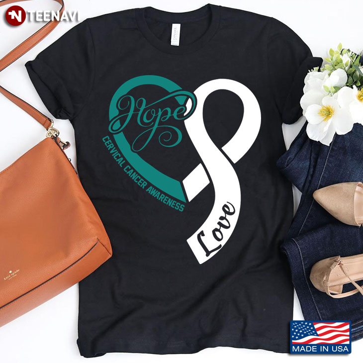 Hope Love Cervical Cancer Awareness Ribbon Heart