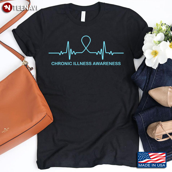 Chronic Illness Awareness Light Blue Heartbeat