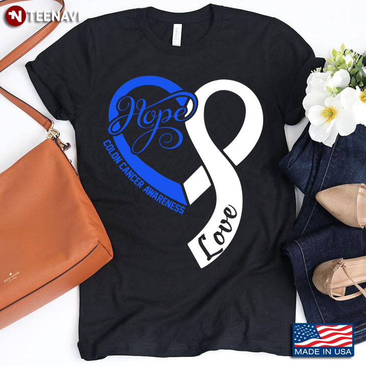 Hope Love Colon Cancer Awareness Ribbon Heart