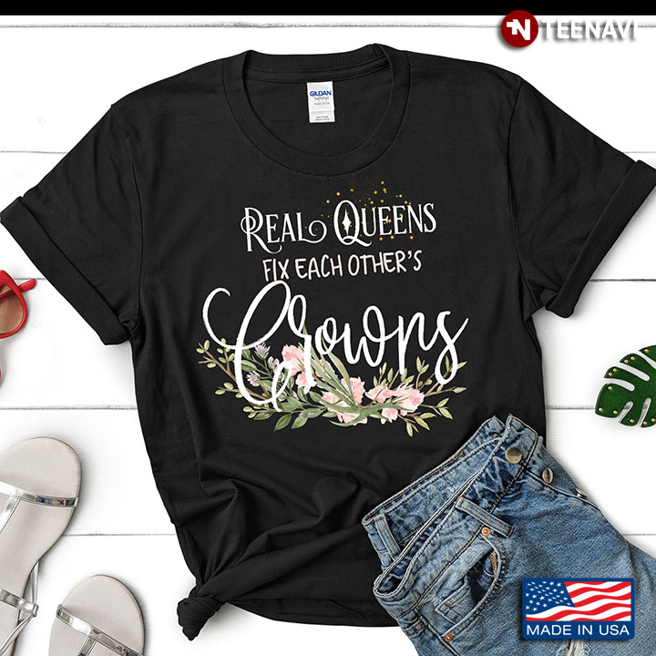Real Queens Fix Each Other's Crowns Floral Design for Woman