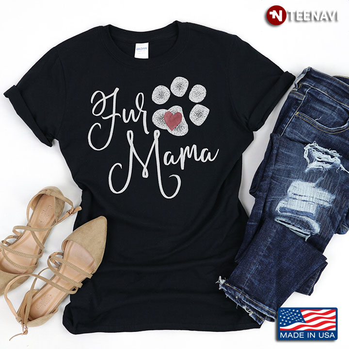 Fur Mama Dog Paw with Love Heart for Dog Lover