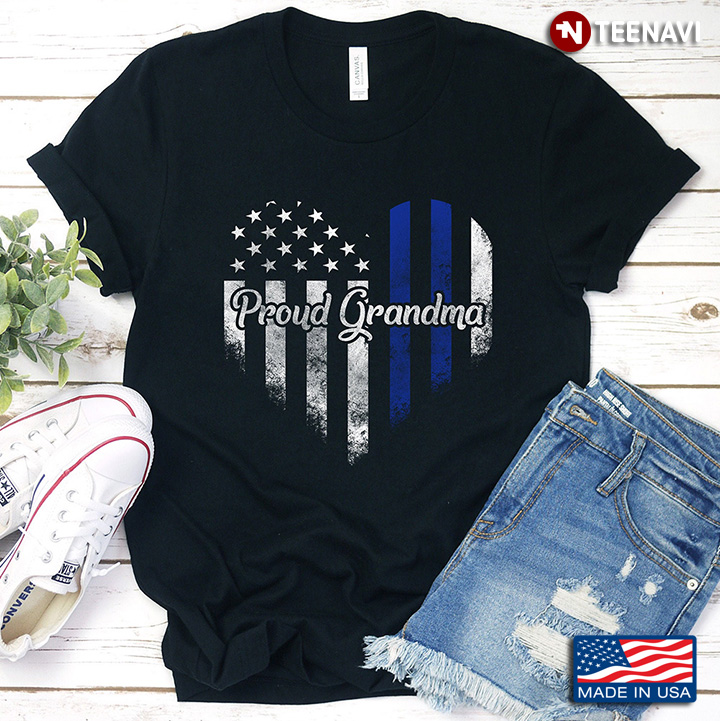 Proud Grandma of Police Officer Law Enforcement Support USA Flag Love Heart
