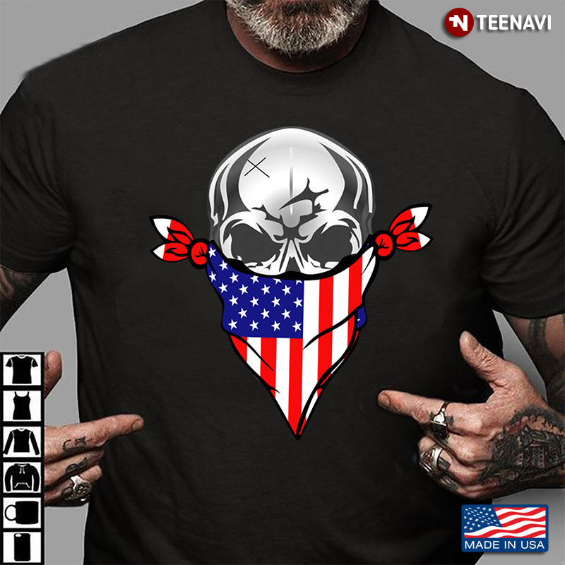 Patriotic Skull Wearing American Flag Mask