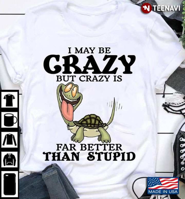 Funny Turtle I May Be Crazy But Crazy Is Far Better Than Stupid