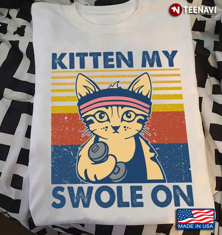 Vintage Fitness Kitten My Swole On for Cat Lover