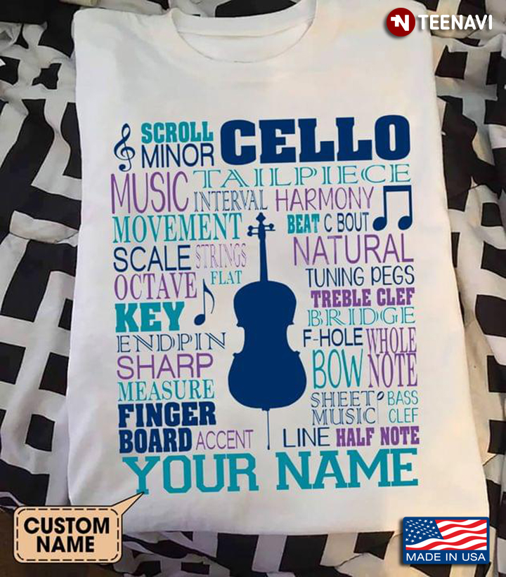 Personalized Cello Scroll Minor Tailpiece Music Harmony Movement Scale String Finger Board