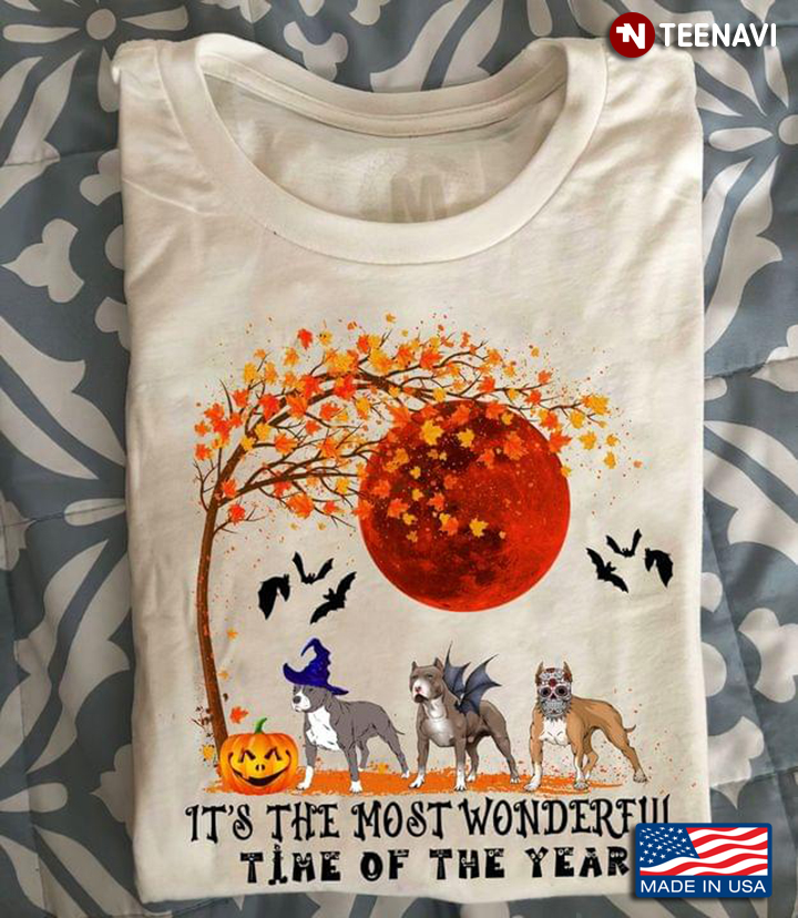 Pitbull Witches It's The Most Wonderful Time Of The Year for Halloween T-Shirt