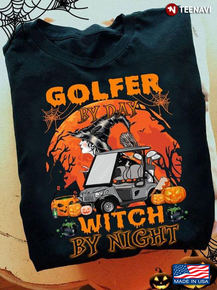 Horror Golfer By Day Witch By Night for Halloween T-Shirt