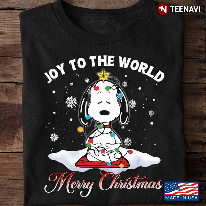 Meditating Snoopy Dog With Lights Joy To The World Merry Christmas