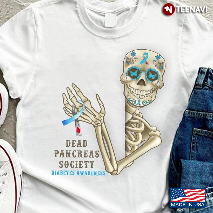 Skeleton Sugar Skull Dead Pancrease Society Diabetes Awareness