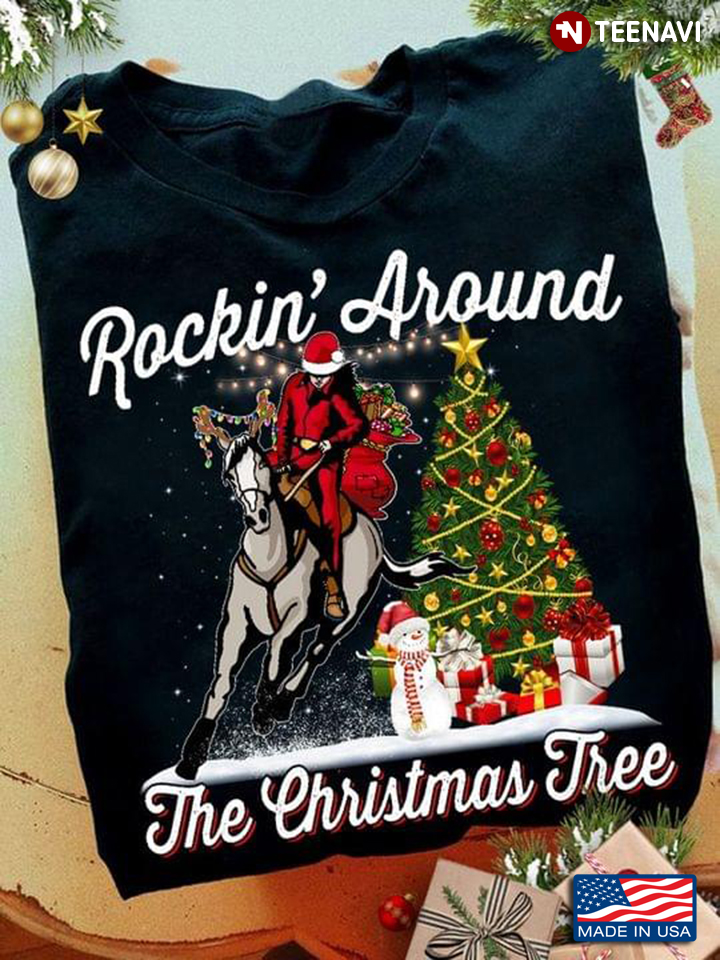 Santa Riding Horse Rockin' Around The Christmas Tree