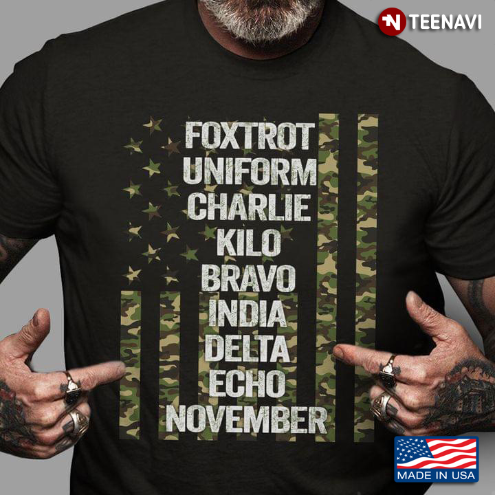 Camo US Flag Foxtrot Uniform Charlie Kilo Bravo India Delta Echo November Military