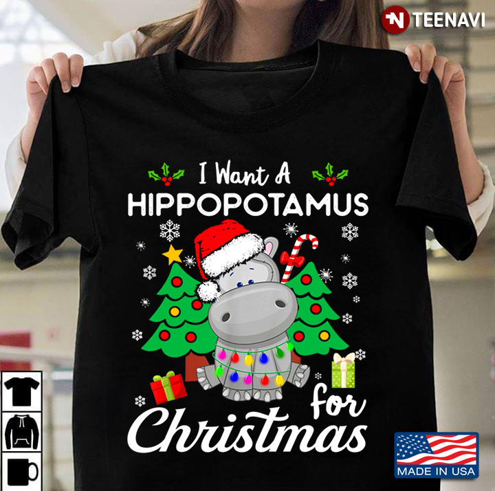 Hippo With Light Ornament I Want A Hippopotamus for Christmas Design for Animal Lover