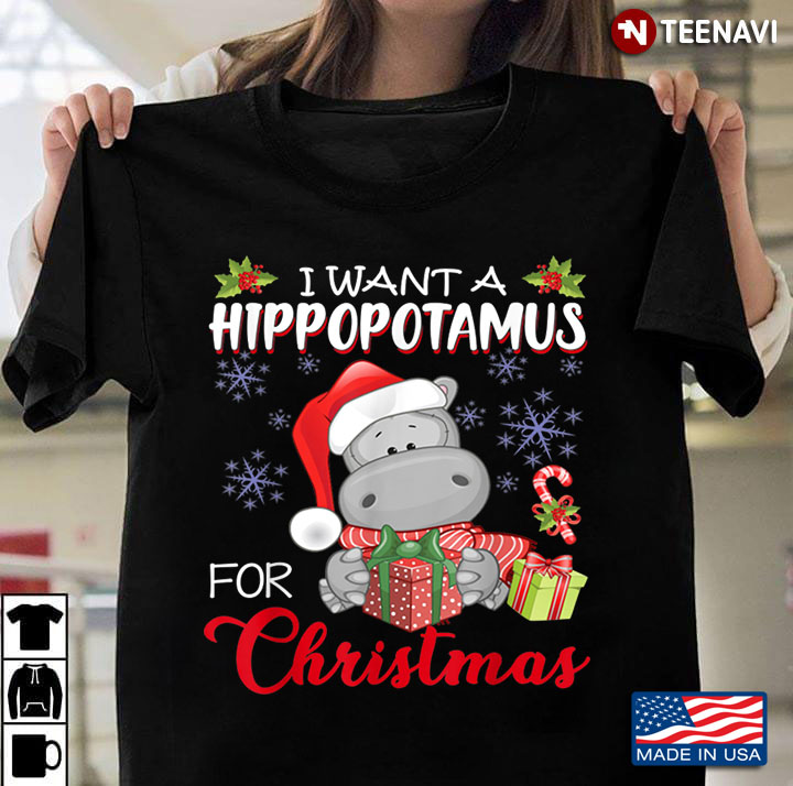 Cute Hippo Santa I Want A Hippopotamus For Christmas Design for Animal Lover
