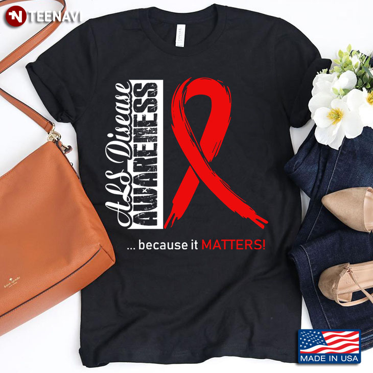 Red Ribbon Heart ALS Disease Awareness Because It Matters