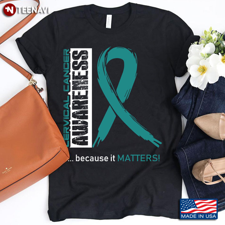 Dark Green Ribbon Heart Cervical Cancer Awareness Because It Matters