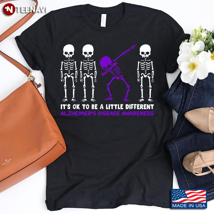 Funny Dabbing Skeleton It's OK To Be A Little Different Alzheimer's Disease Awareness