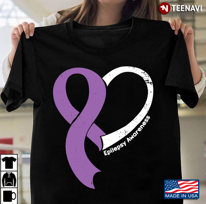 Light Purple Ribbon Heart Epilepsy Awareness