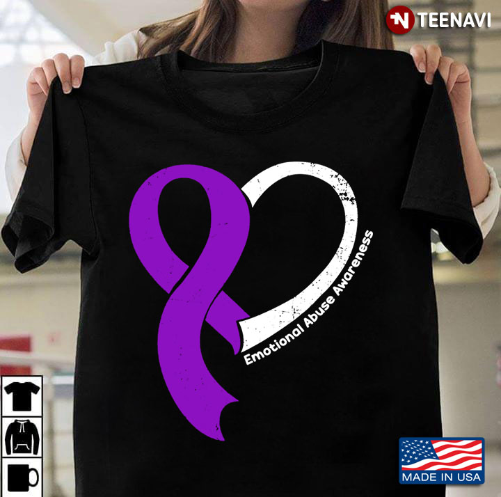 Purple Ribbon Heart Emotional Abuse Awareness