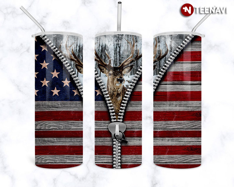 American Flag Zip Up Deer Hunter