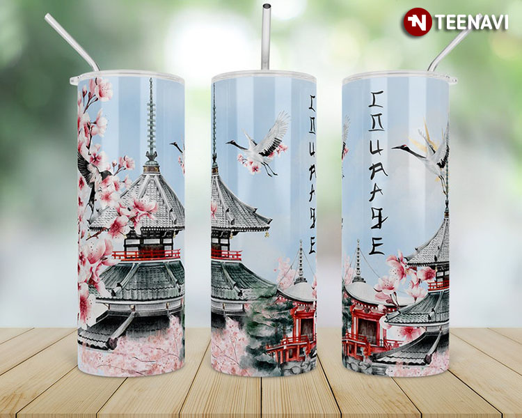 New Version Cherry Blossom Lovely Peaceful Japan Pagoda