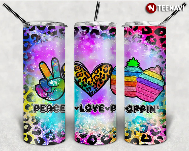 Peace Love Poppin’ Colorful Pop It Leopard
