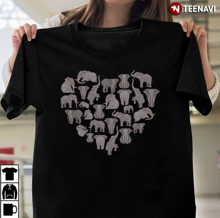 Lovely Cute Elephant Heart Shape For Animal Lover