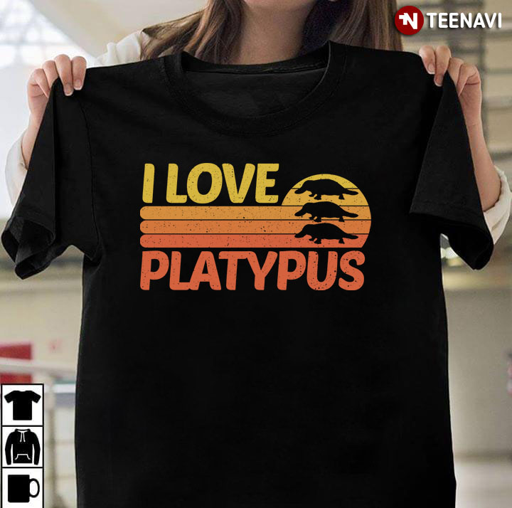 Vintage I Love Platypus For Animal Lover