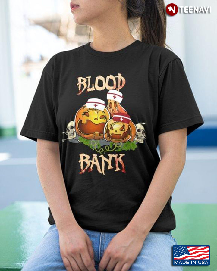 Horror Pumpkin Blood Bank Gift For Halloween T-Shirt
