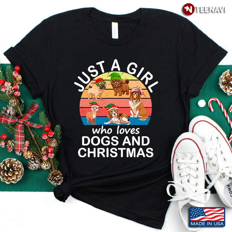 Just A Girl Who Loves Christmas And Dogs Gift For Holiday