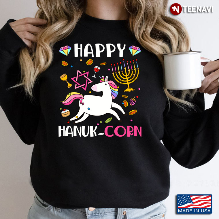 Cute Happy  Hanukcorn For Unicorn Lover