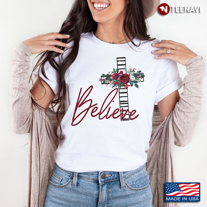 Believe Merry Christmas Cross Gift For Holiday