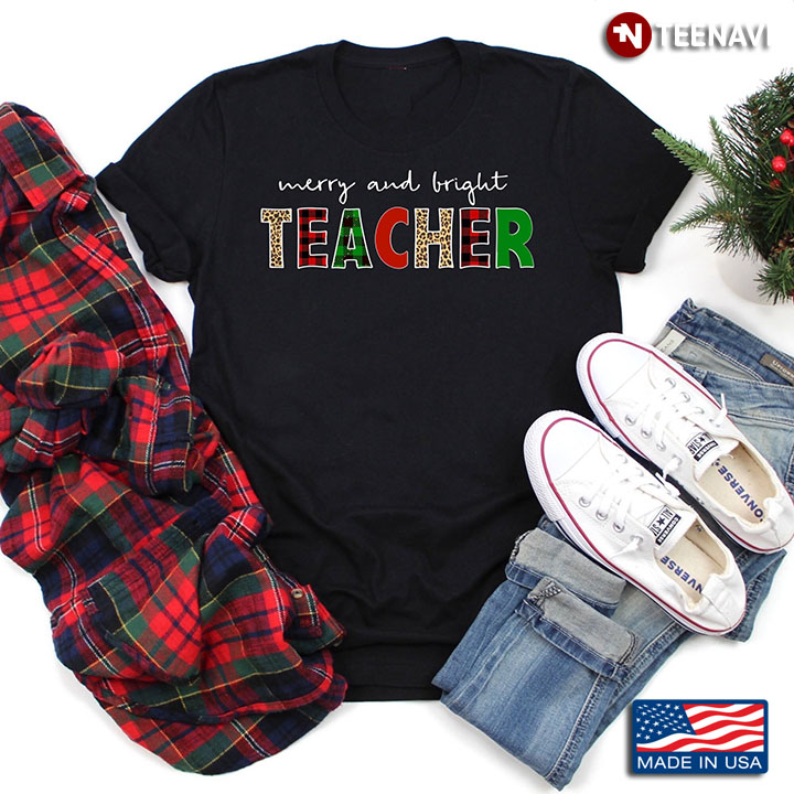 Funny Leopard Merry And Bright Teacher