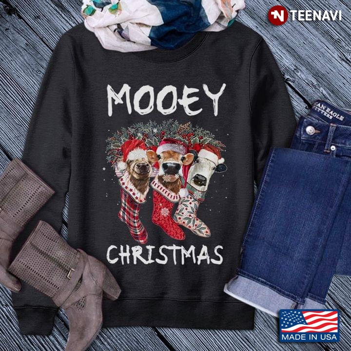 Mooey Christmas Funny Santa Cows In Socks for Christmas