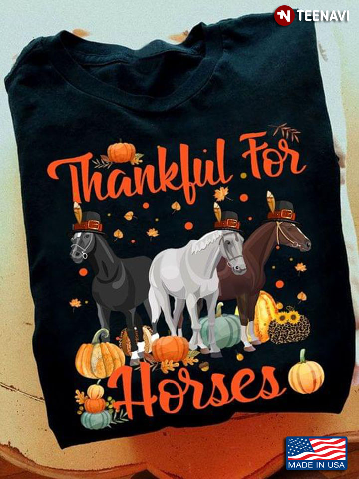 Thankful For Horses Pumpkins And Sunflower Leopard for Thanksgiving