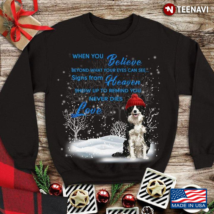 Border Collie When You Believe Beyond What Your Eyes Can See Signs From Heaven for Christmas