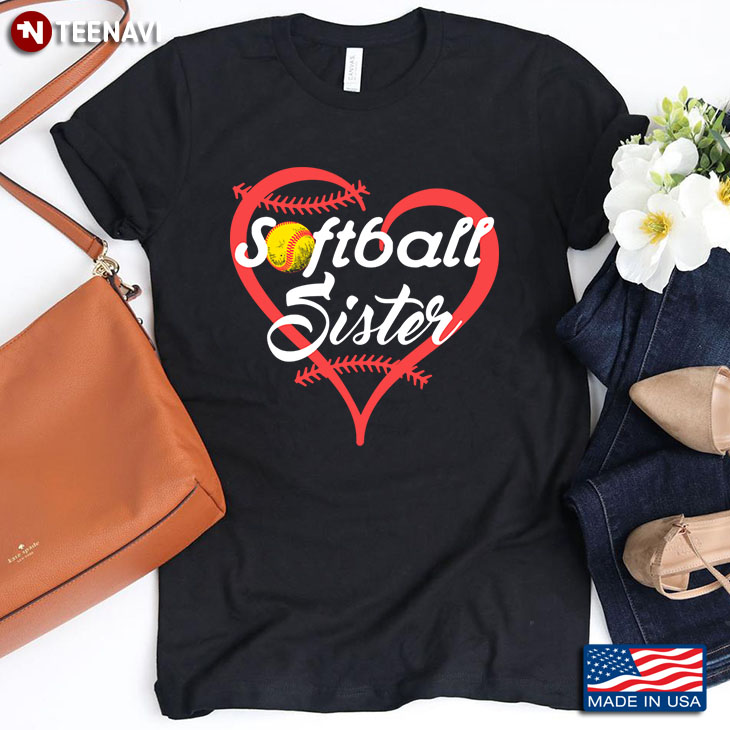 Softball Sister Heart for Softball Lover