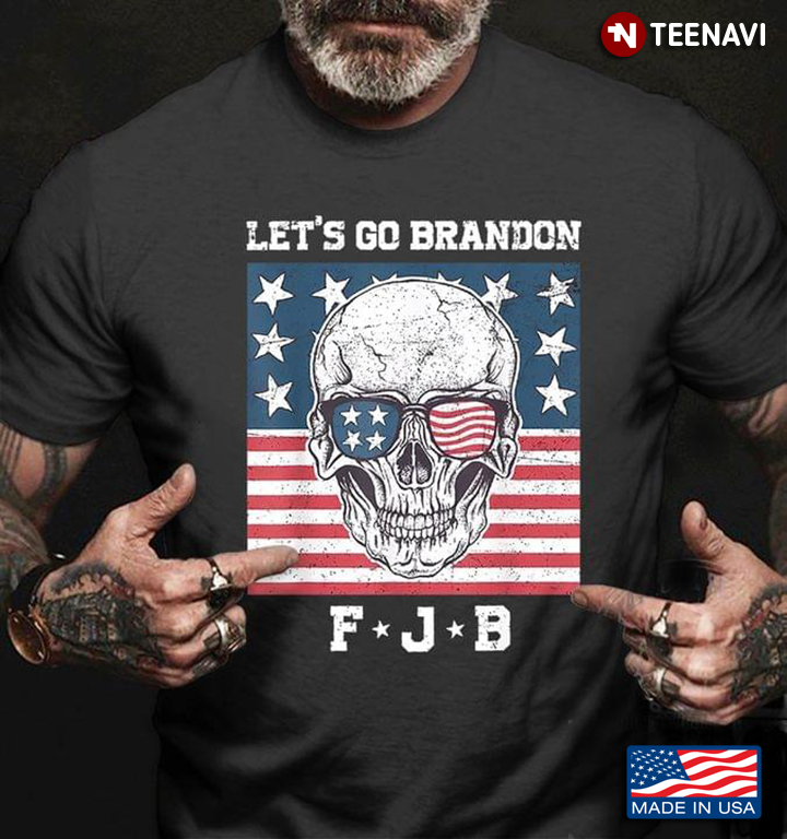 Skull Let's Go Brandon FJB American Flag Anti Biden