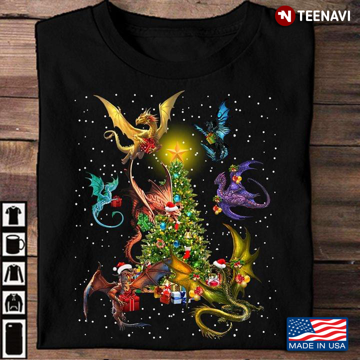 Santa Dragon And Xmas Tree For Christmas