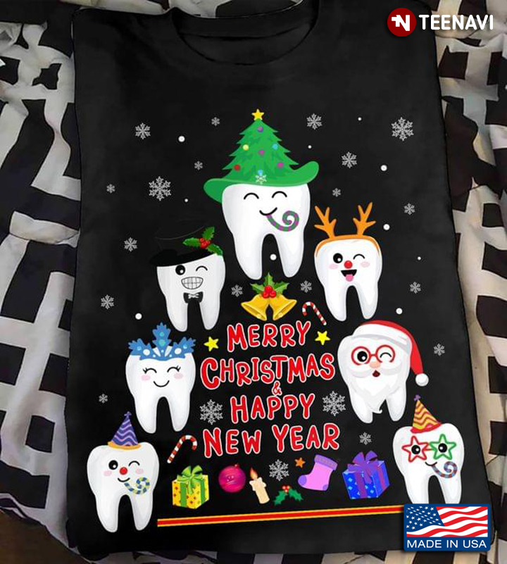 Funny Teeth Dentist Merry Christmas And Happy New Year