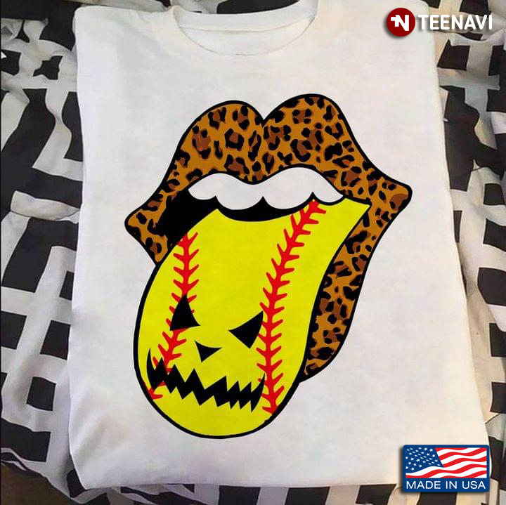 Leopard Lips With Softball Tongue for Softball Lover