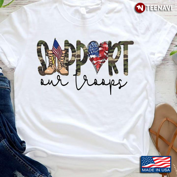 Support Our Troops Military Boots American Flag