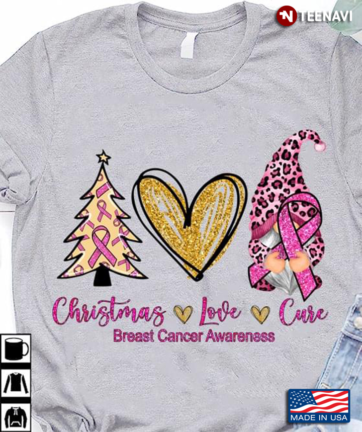 Christmas Love Cure Breast Cancer Awareness Gnome Leopard