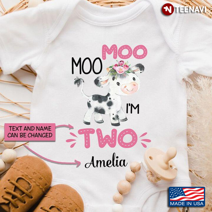 Personalized Text And Name Cow Moo Moo I'm