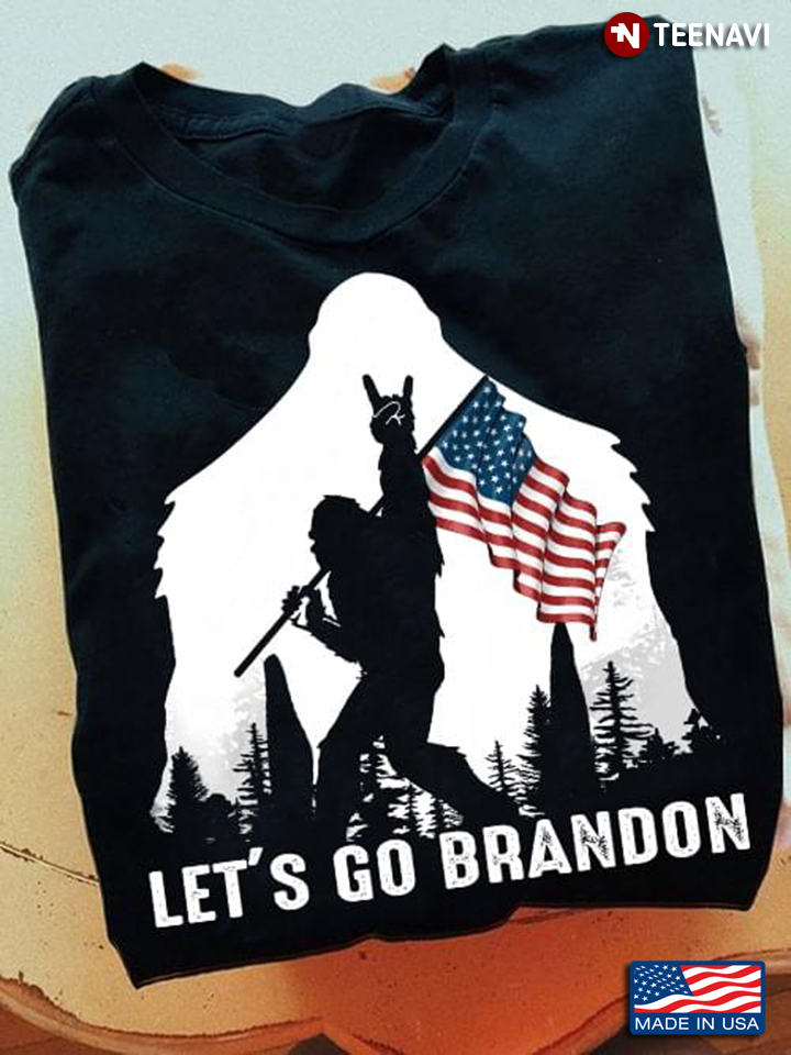 Bigfoot With American Flag Let's Go Brandon Anti Biden